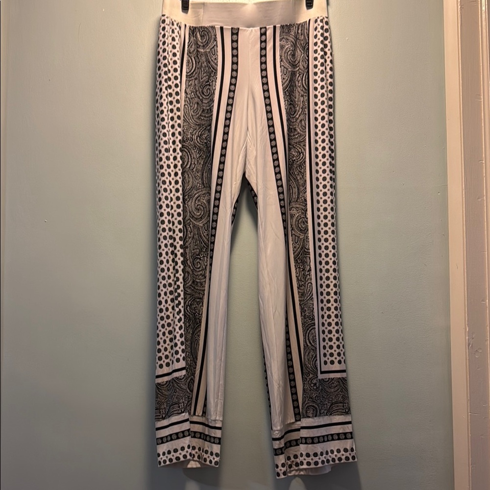INC International Concepts Black and White Geometric Wide Leg Pants